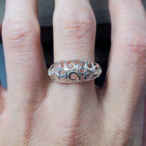 Size 10 Sterling Silver Cute Filigree Large Ring